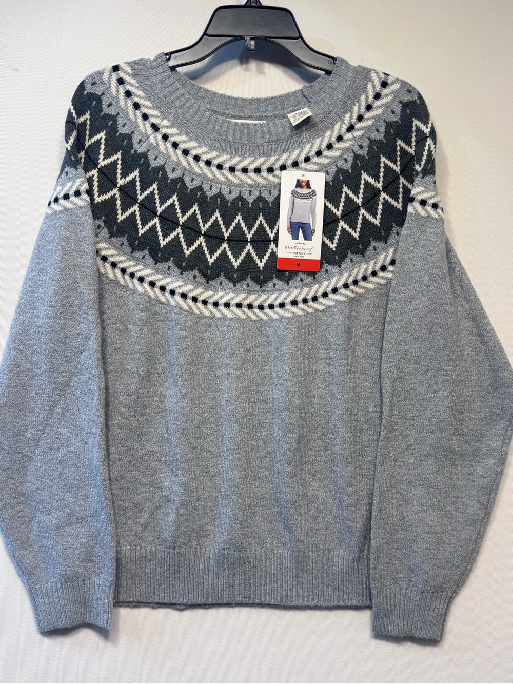 Weatherproof VintageTraditional fairisle raglan crewneck sweater Tweed yarn NWT